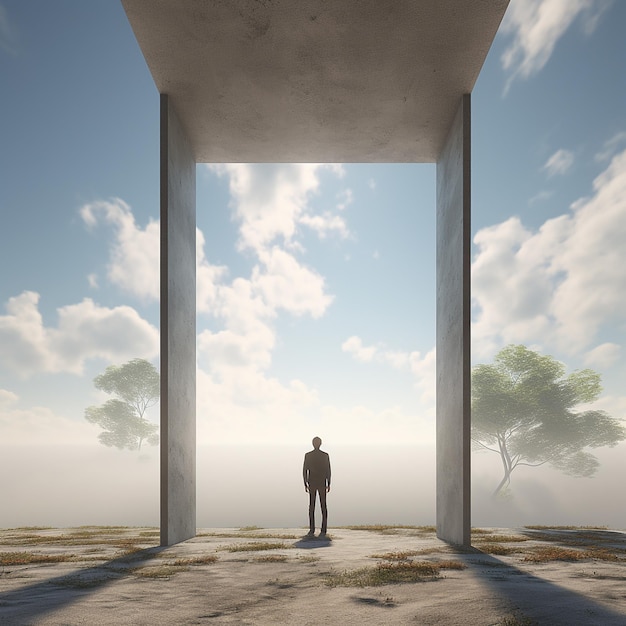 3d rendered photo of human standing in open air