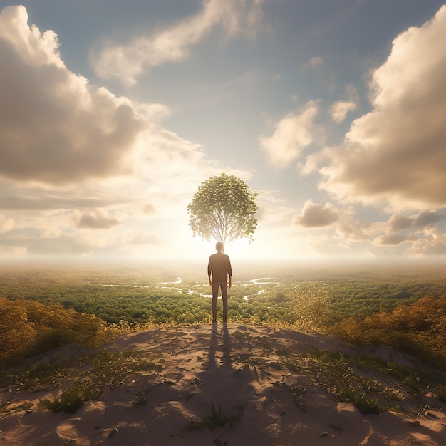 3d rendered photo of human standing in open air