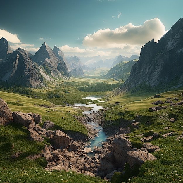 3d rendered photo of landscapes