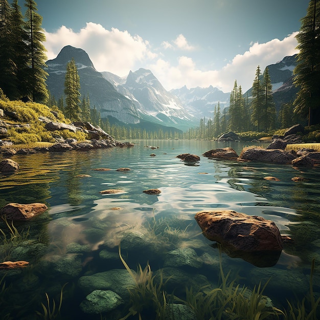 3d rendered photo of landscapes