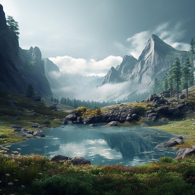 3d rendered photo of landscapes