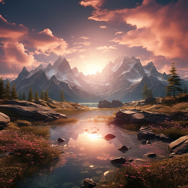 3d rendered photo of landscapes