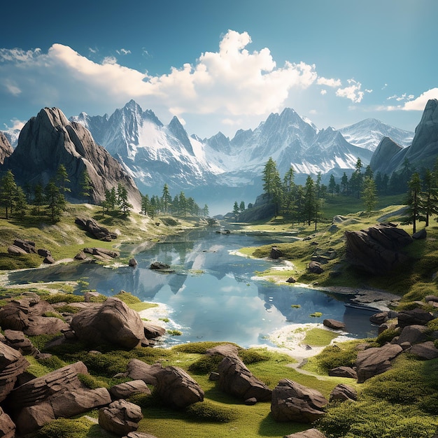 3d rendered photo of landscapes