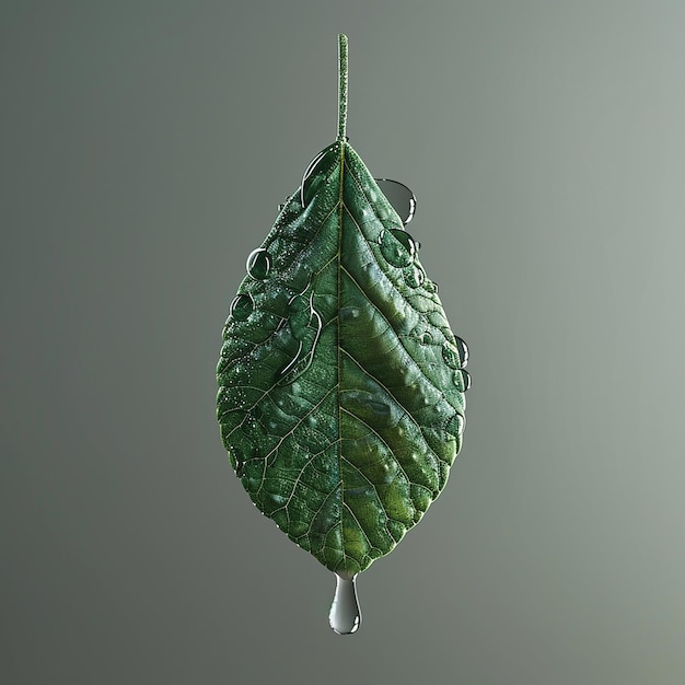 3d rendered photo of leave with gustation drops