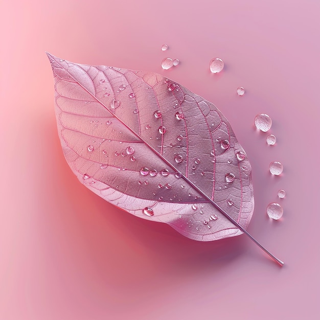 3d rendered photo of leave with gustation drops