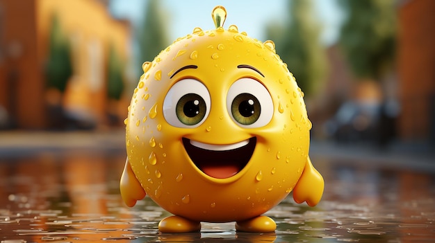 3d rendered photo of lemon character