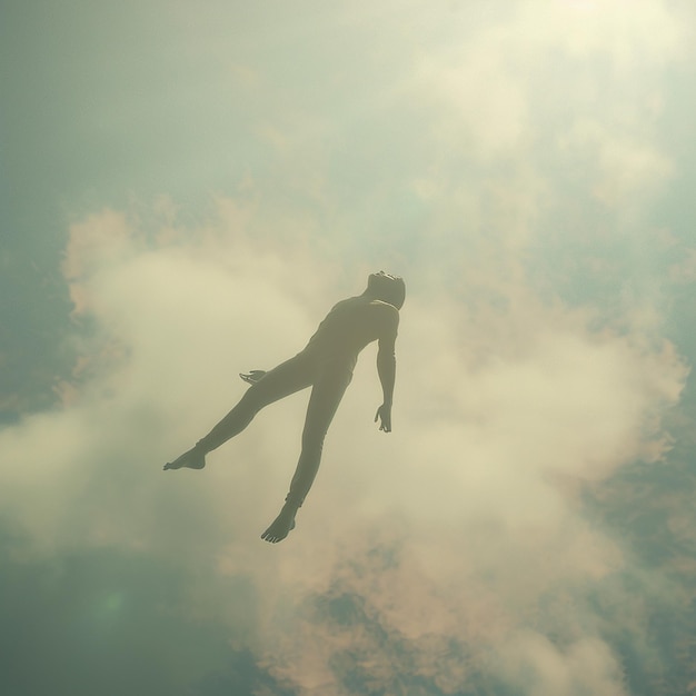 3d rendered photo of a man in a suit is flying through the clouds