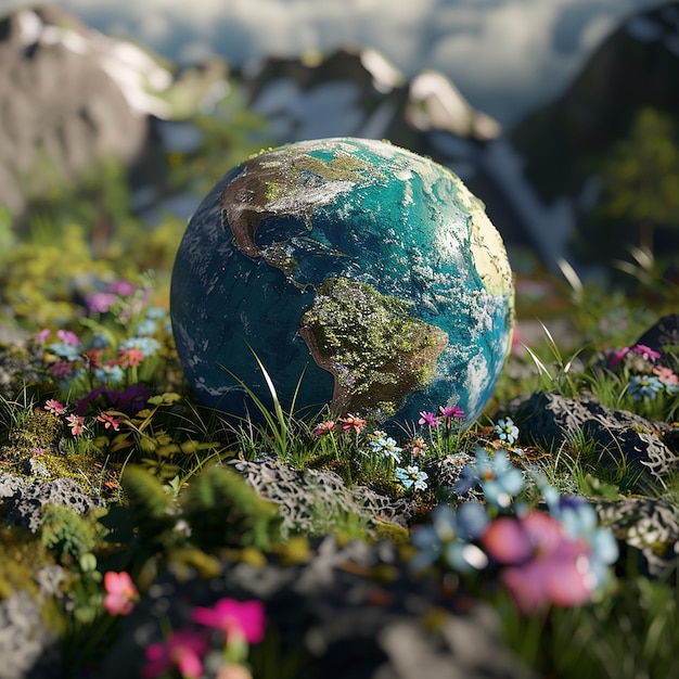 Photo 3d rendered photo of mother earth day