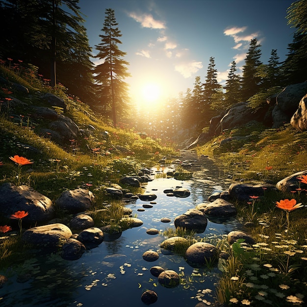 3d rendered photo of Nature view