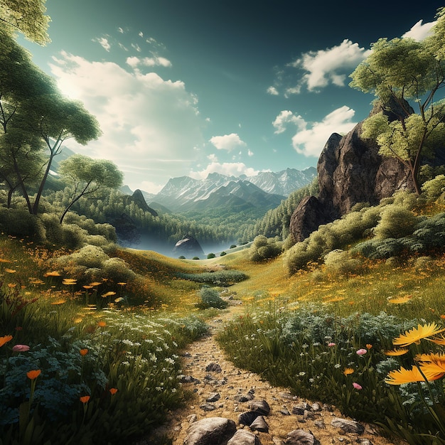 3d rendered photo of Nature view