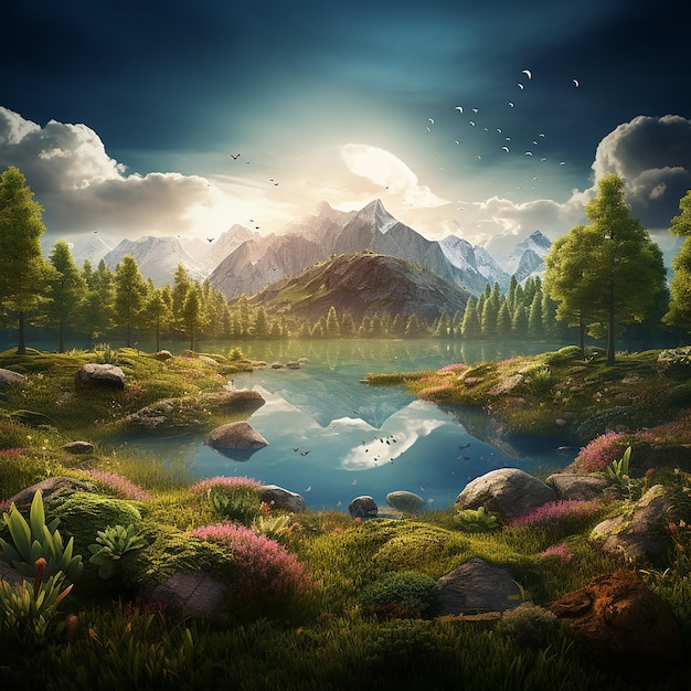 3d rendered photo of Nature view