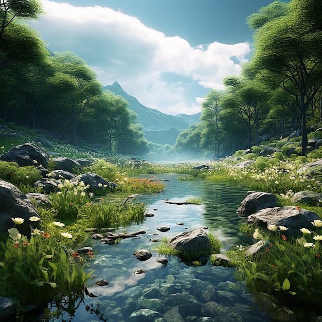 3d rendered photo of Nature view