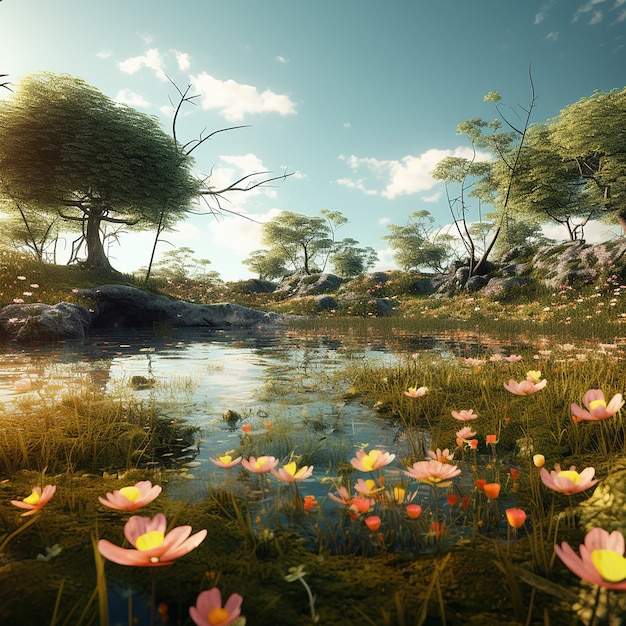 3d rendered photo of Nature view