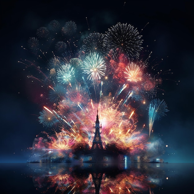 3d rendered photo of new year firework