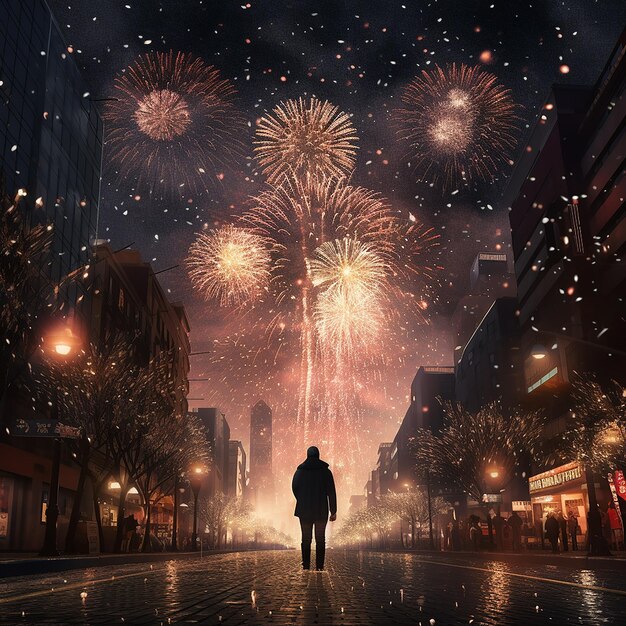 3d rendered photo of new year firework