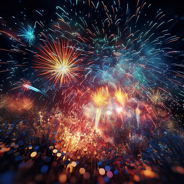 3d rendered photo of new year firework