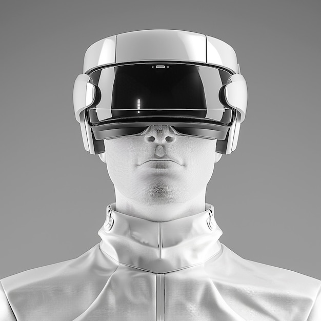 3d rendered photo of Person wearing futuristic high tech virtual reality glasses