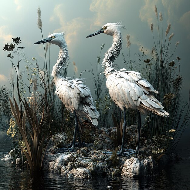 Photo 3d rendered photo of rare birds