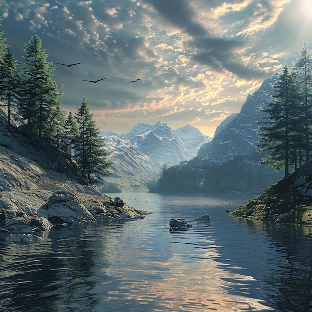 3d rendered photo of spectacular nature landscape