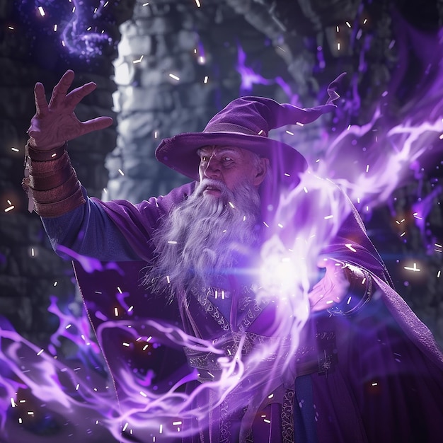 Photo 3d rendered photo of wizard controlling magic