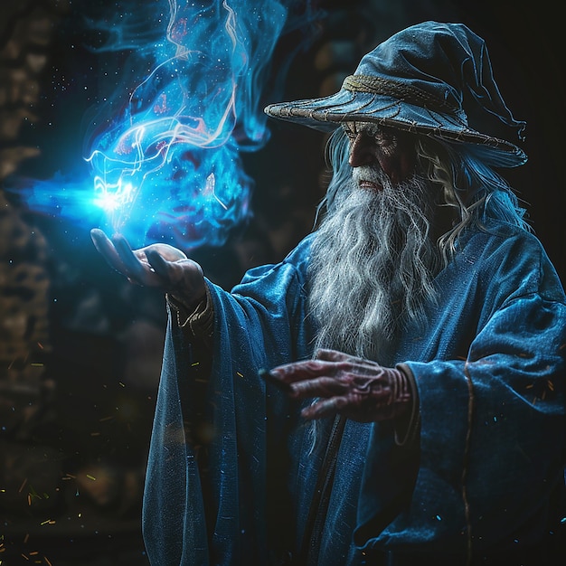 Photo 3d rendered photo of wizard controlling magic