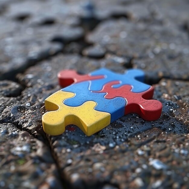 3d rendered photo of World autism awareness day background of a multicolored puzzle piece