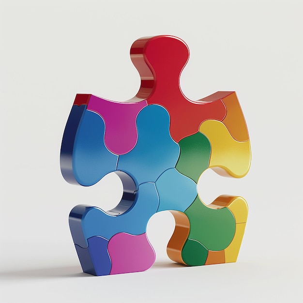 Photo 3d rendered photo of world autism awareness day background of a multicolored puzzle piece