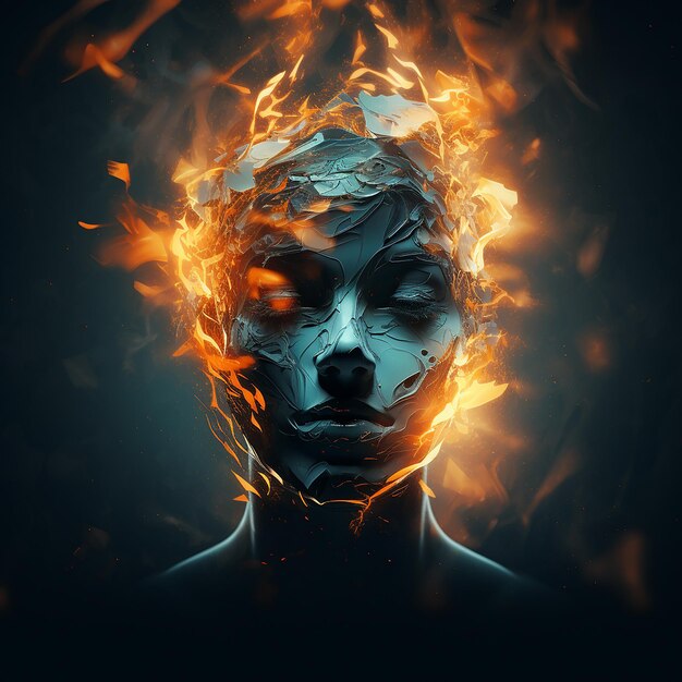 3d rendered photos of abstract portrait with light effects