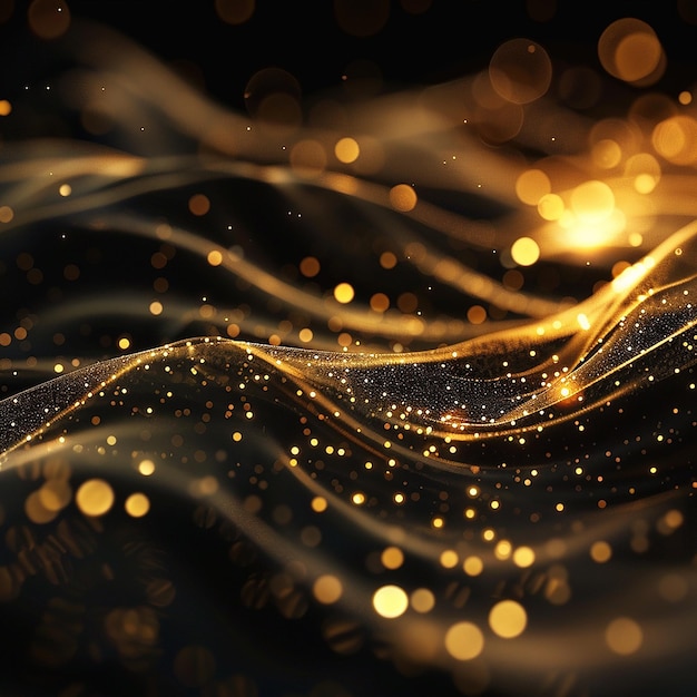 3d rendered photos of abstract shine glitter glow background black and golden wallpaper free photo