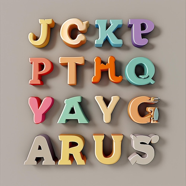 3d rendered photos of alphabets