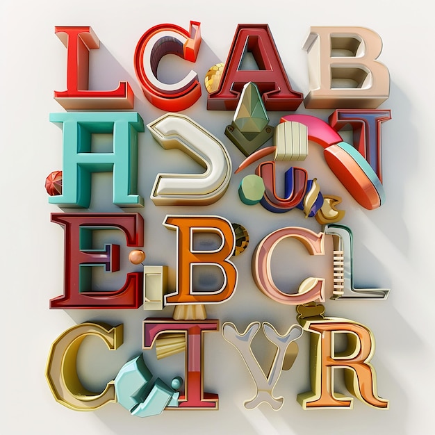 3d rendered photos of alphabets