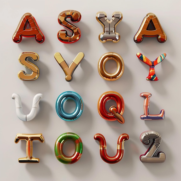 3d rendered photos of alphabets