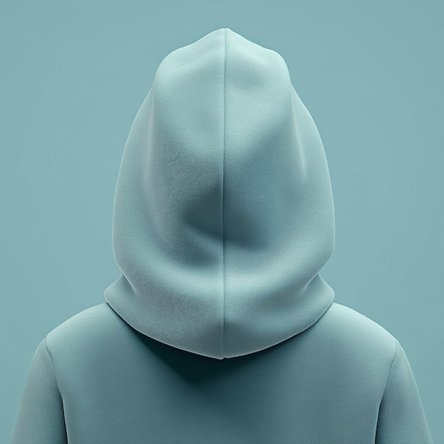 Photo 3d rendered photos of the back of a colored hooded sweatshirt with an hood