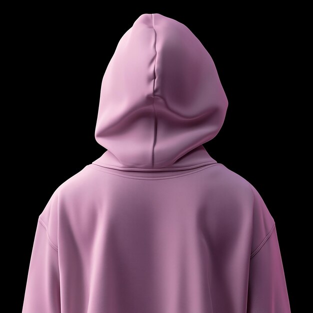 Photo 3d rendered photos of the back of a colored hooded sweatshirt with an hood