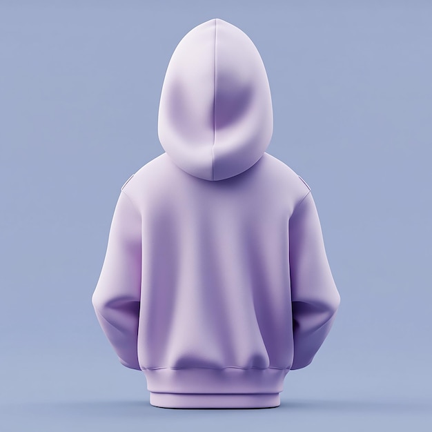 Photo 3d rendered photos of the back of a colored hooded sweatshirt with an hood