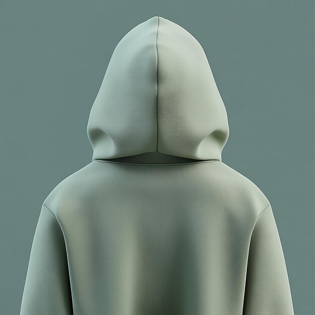 Photo 3d rendered photos of the back of a colored hooded sweatshirt with an hood