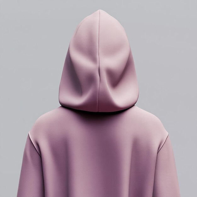 Photo 3d rendered photos of the back of a colored hooded sweatshirt with an hood