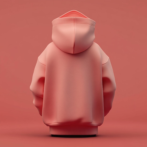 Photo 3d rendered photos of the back of a colored hooded sweatshirt with an hood