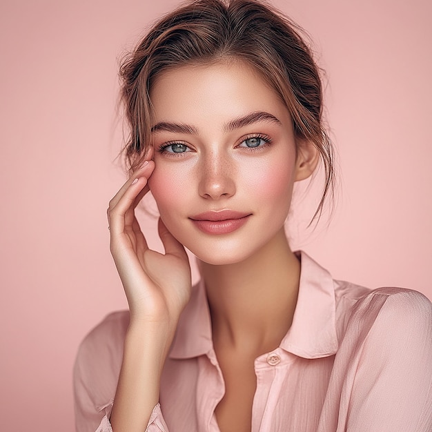 Photo 3d rendered photos of a beautiful attractive young woman eye care advertisement