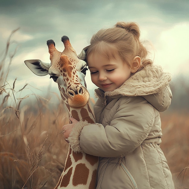 Photo 3d rendered photos of children with animal