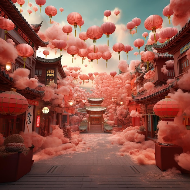 3d rendered photos of Chinese new year celebration