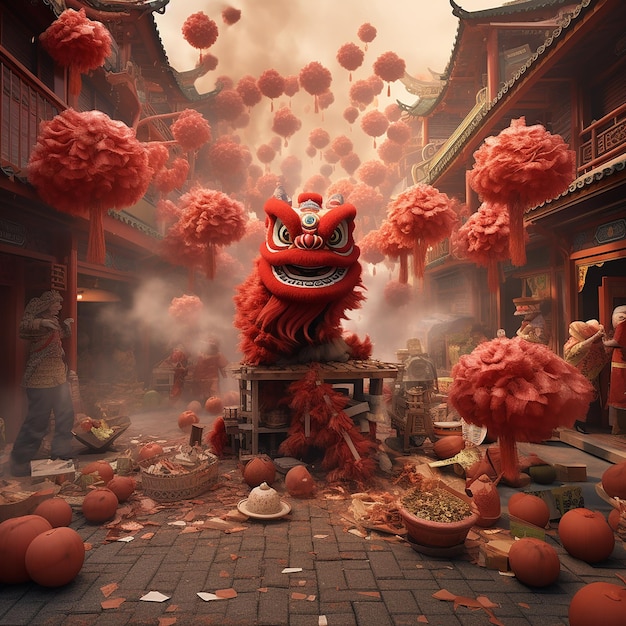 3d rendered photos of Chinese new year celebration