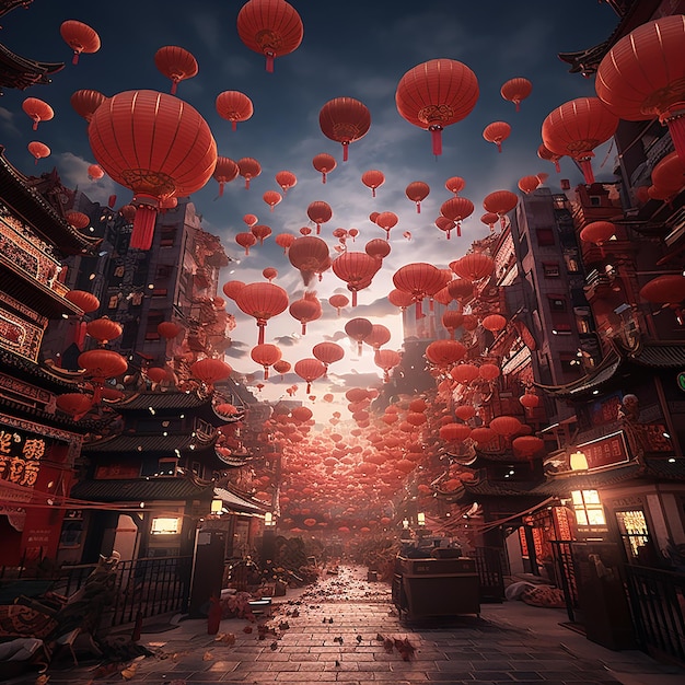 3d rendered photos of chinese new year celebration