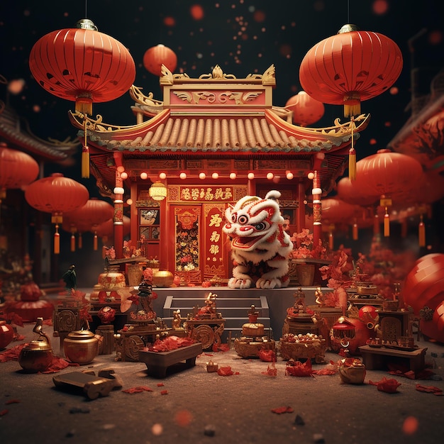 3d rendered photos of chinese new year celebration