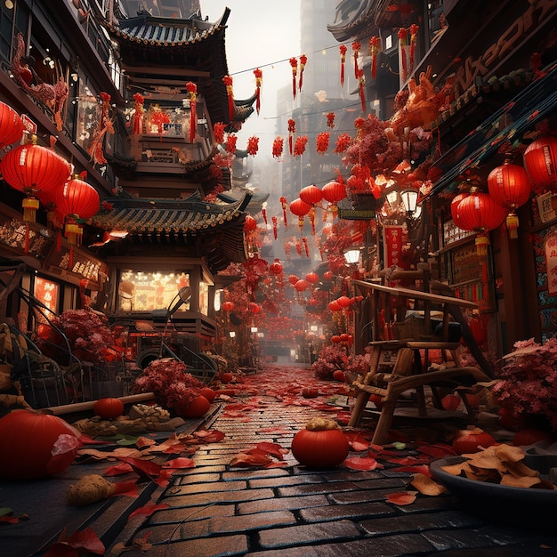 3d rendered photos of chinese new year celebration