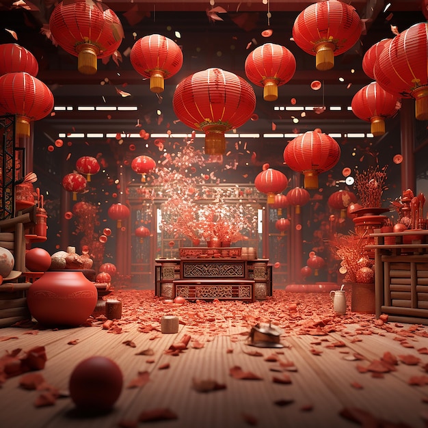 3d rendered photos of chinese new year celebration