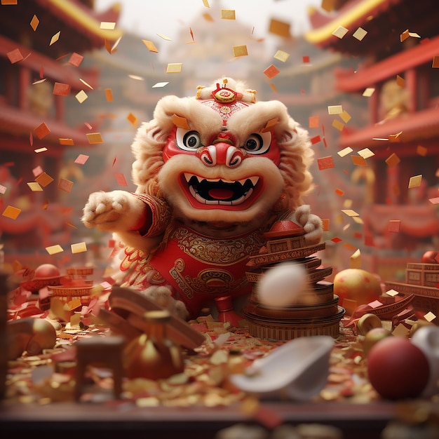 3d rendered photos of Chinese new year celebration