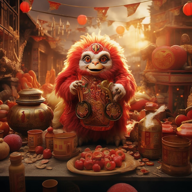 3d rendered photos of chinese new year celebrations