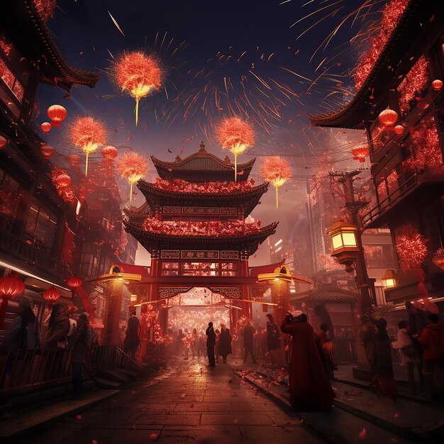 3d rendered photos of chinese new year celebrations