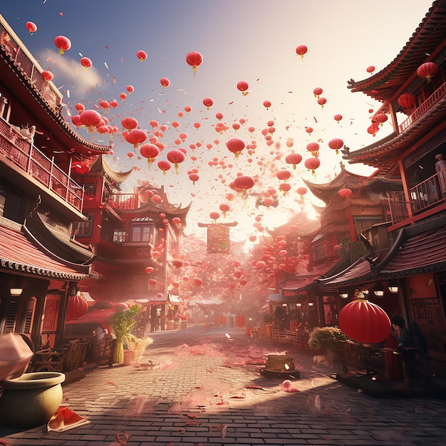 3d rendered photos of chinese new year celebrations